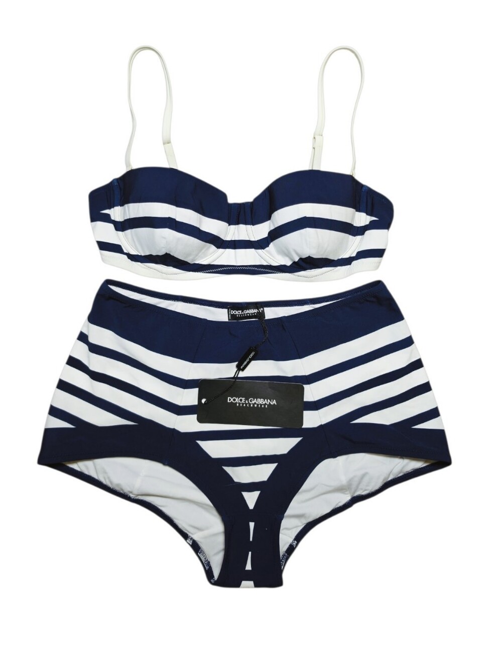 $850 DOLCE & GABBANA Beachwear Bikini Navy White Size Medium See Description